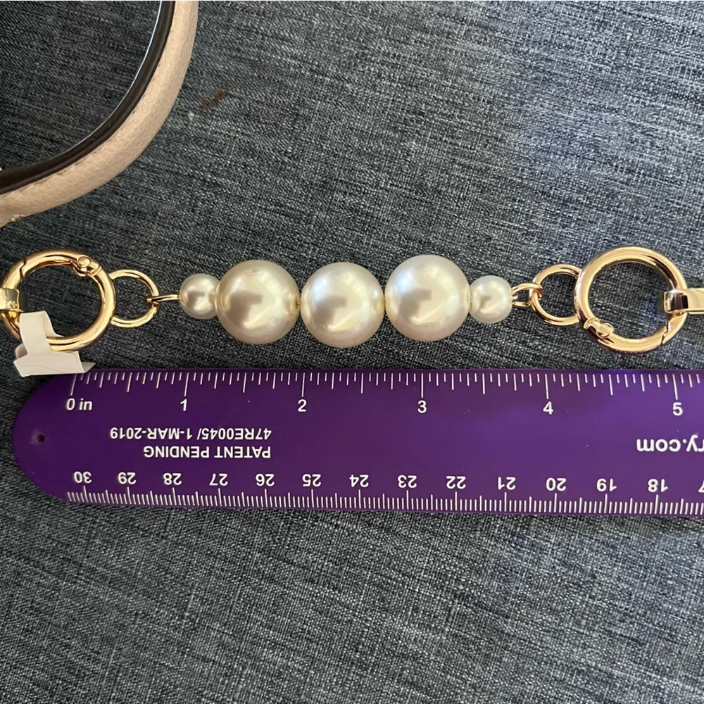 CHAIN EXTENDER Pearls & Gold  Adds 5.5” to Your Bag Strap or Bag Charm Clip - Picture 5 of 7